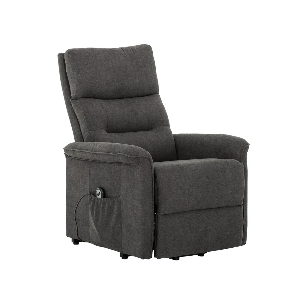 Elsie Espresso Upholstered Power Lift Chair with Wired Remote