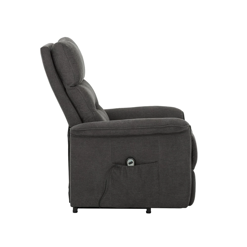 Elsie Espresso Upholstered Power Lift Chair with Wired Remote