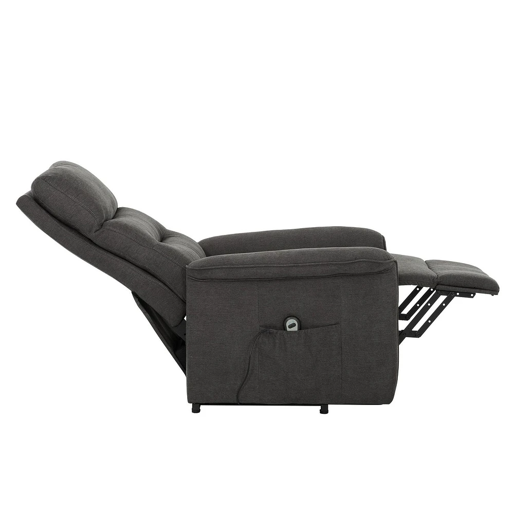 Elsie Espresso Upholstered Power Lift Chair with Wired Remote