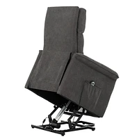 Elsie Espresso Upholstered Power Lift Chair with Wired Remote