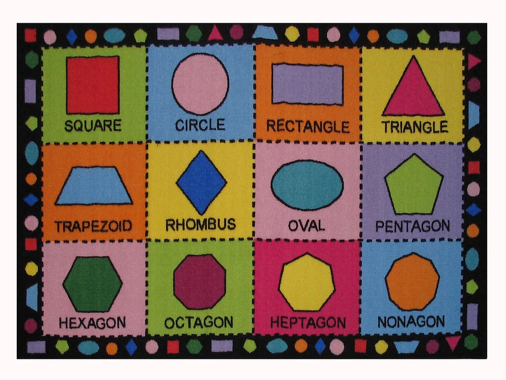 Fun Rugs Rectangle Multi-Colored Shapes  Nylon Kids Rug