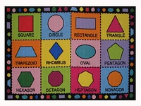 Fun Rugs Rectangle Multi-Colored Shapes  Nylon Kids Rug