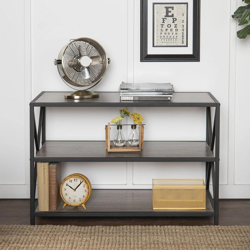 Manor Park 2 Shelf Industrial Wood Bookcase, 40"