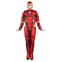 MARVEL Adult Iron Man Costume - Padded Jumpsuit and 3D Plastic Mask