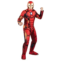 MARVEL Adult Iron Man Costume - Padded Jumpsuit and 3D Plastic Mask