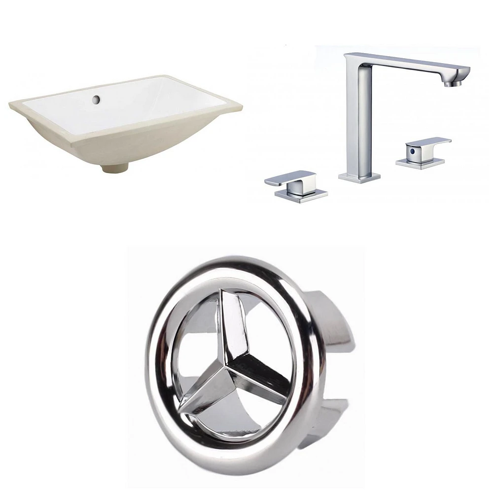 American Imaginations -in. W Rectangle Bathroom Undermount Sink Set In White