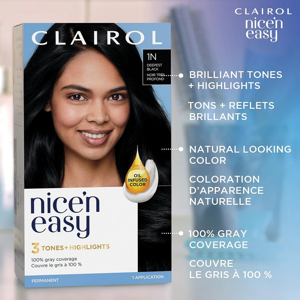 Coloration permanente Clairol Nice'n Easy Couverture Des Cheveux Gris À 100