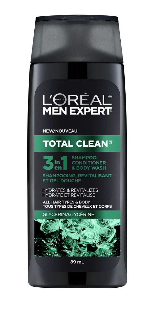 L'Oréal Paris Men Expert, Total Clean, Shampoing 3 en 1, 89 Ml 89 ml