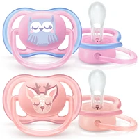 Philips Avent Ultra Air Pacifier 0-6m, elephant/owl decos, mixed case, 2 pack, SCF085/05