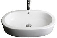 American Imaginations 25.25-in. W Semi-Recessed White Bathroom Vessel Sink Set For Deck Mount Drilling AI