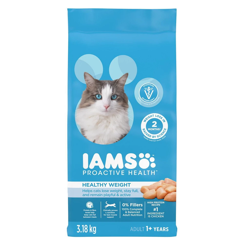 Nourriture sèche pour chats adultes IAMS PROACTIVE HEALTH Poids santé avec poulet 1,59 - 7,26 kg