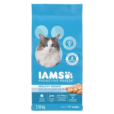 Nourriture sèche pour chats adultes IAMS PROACTIVE HEALTH Poids santé avec poulet 1,59 - 7,26 kg