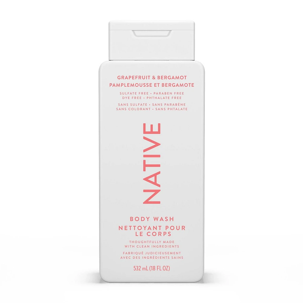 Native Natural Body Wash, Grapefruit & Bergamot, Sulfate Free, Paraben Free