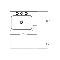 American Imaginations 17.5-in. W Wall Mount White Bathroom Vessel Sink For 3H4-in. Left Drilling AI-29424