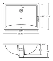 American Imaginations 18.25-in. W Rectangle Bathroom Undermount Sink Set In White - Chrome Hardware AI-26692