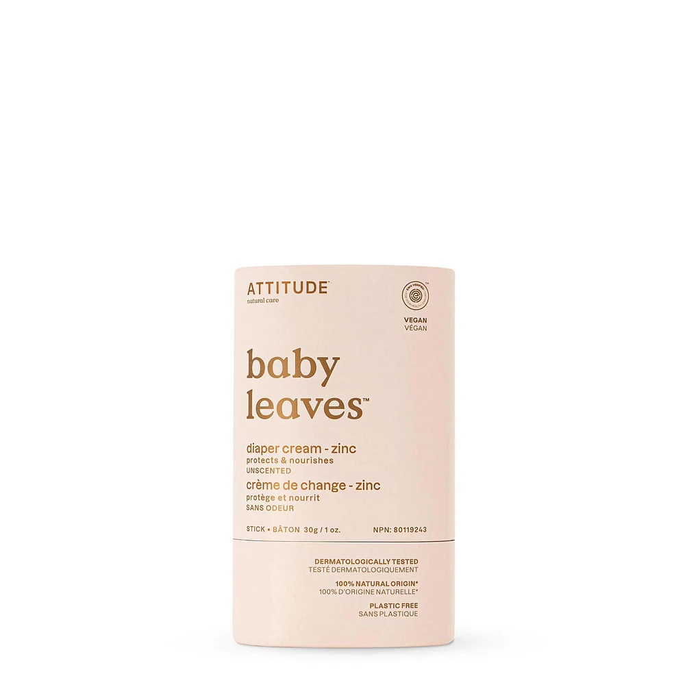 ATTITUDE baby leaves, Zinc Diaper Cream, Unscented, 30 g