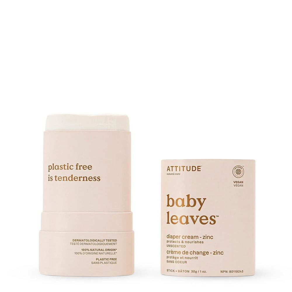 ATTITUDE baby leaves, Zinc Diaper Cream, Unscented, 30 g