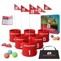 BucketGolf 6 Hole Course - The Ultimate Backyard Golf game for all levels, adults, kids, and families.  Play on vacation, park, beach, camping.