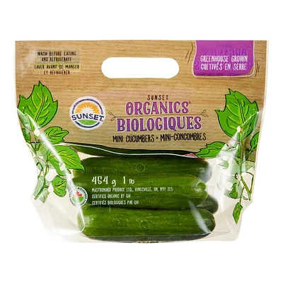Mini concombres biologiques Sunset Grown 1 lb
