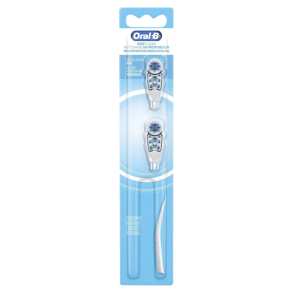 Oral-B Deep Clean Battery Powered Toothbrush Replacement Brush Heads, 2 count