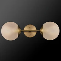 Globe Electric Celestia 2-Light Metal Wall Sconce, Matte Brass, Frosted Glass Shades, 51726