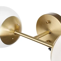 Globe Electric Celestia 2-Light Metal Wall Sconce, Matte Brass, Frosted Glass Shades, 51726