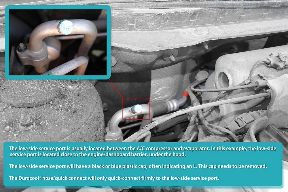 Duracool® Deluxe Recharge and SealQuick Kit for R-134a larger mobile A/C systems. Contains 2 cans 12a Refrigerant, 1 can SealQuick, 134 Charging Hose with Can Tapper, Pressure Gauge & Quick Connect.