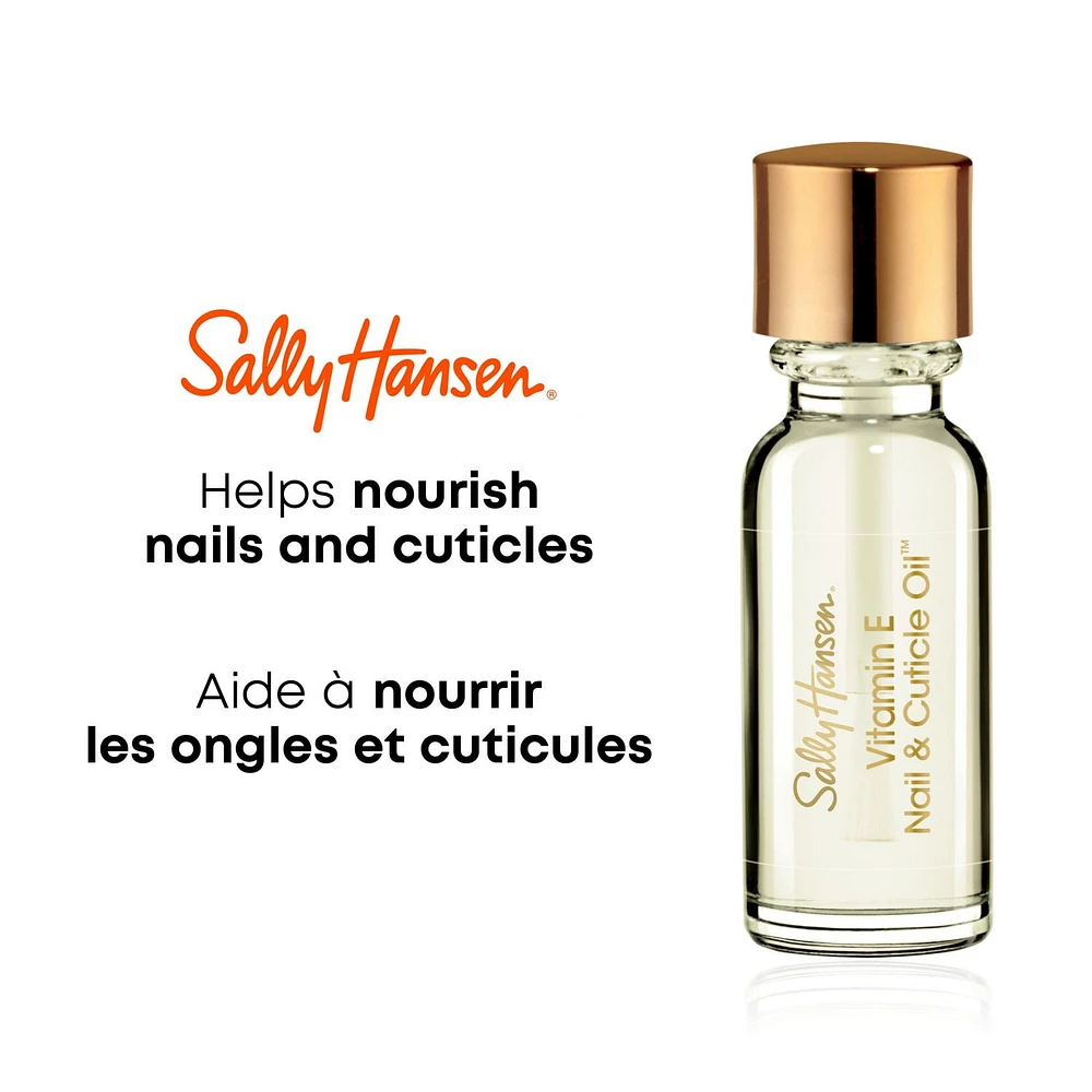 Sally Hansen Vitamin E Nail & Cuticle Oil, natural essential oil complex, moisturizes and conditions cuticles, increasing nail flexibility, Nourishes nails and cuticles