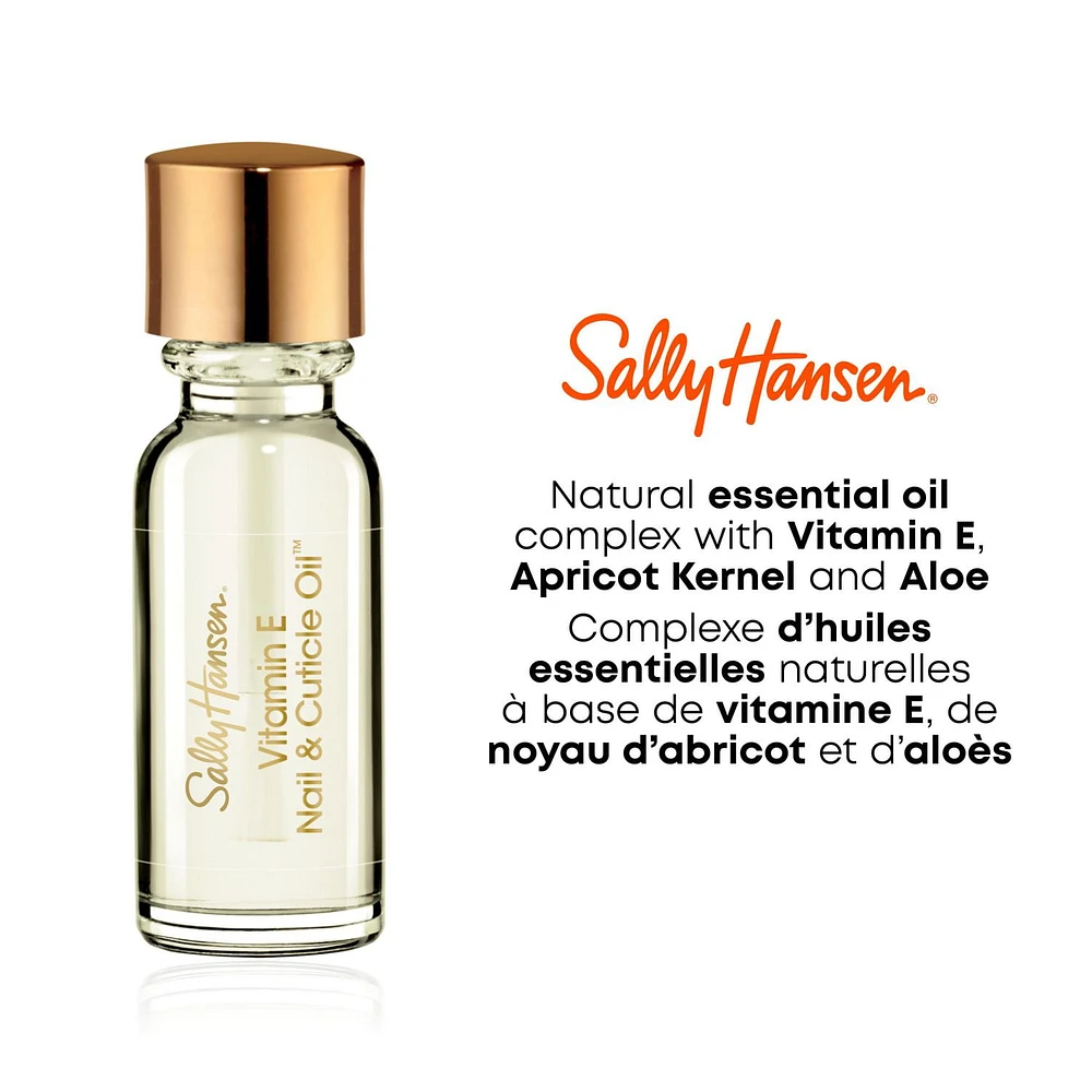 Sally Hansen Vitamin E Nail & Cuticle Oil, natural essential oil complex, moisturizes and conditions cuticles, increasing nail flexibility, Nourishes nails and cuticles