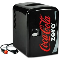 Coca-Cola Portable Thermoelectric Mini Fridge Cooler/Warmer, 6-Can Capacity, 4L/4.2 qt, 12V DC/110V AC for Home, Dorm, Car, Boat, Skincare, Beverages, Snacks, Medication