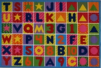 Fun Rugs Rectangle Multi-Colored Numbers & Letters Nylon Kids Rug