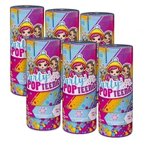 Party Popteenies – Party Pack – 6 Surprise Popper Bundle with Confetti, Collectible Mini Dolls And Accessories, for Ages 4 And up (styles Vary)