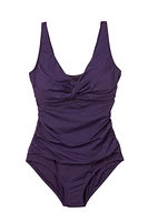 Lands' End Maillot de bain une pièce en nylon et élasthanne avec col V détails froncés pour femmes Taille S-XXL