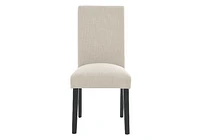 K-LIVING ELISA WOOD TOP AND ESPRESSO FINISHED LEGS DINING TABLE WITH FABRIC UPHOLSTERED DINING CHAIRS IN BEIGE (1 Table and 6 Chairs)