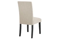 K-LIVING ELISA WOOD TOP AND ESPRESSO FINISHED LEGS DINING TABLE WITH FABRIC UPHOLSTERED DINING CHAIRS IN BEIGE (1 Table and 6 Chairs)