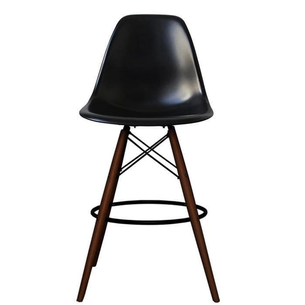 Eiffel Stool with  Walnut Wood Legs in Black Color 26"