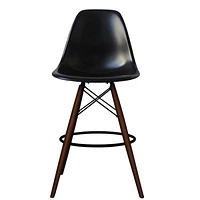 Eiffel Stool with  Walnut Wood Legs in Black Color 26"