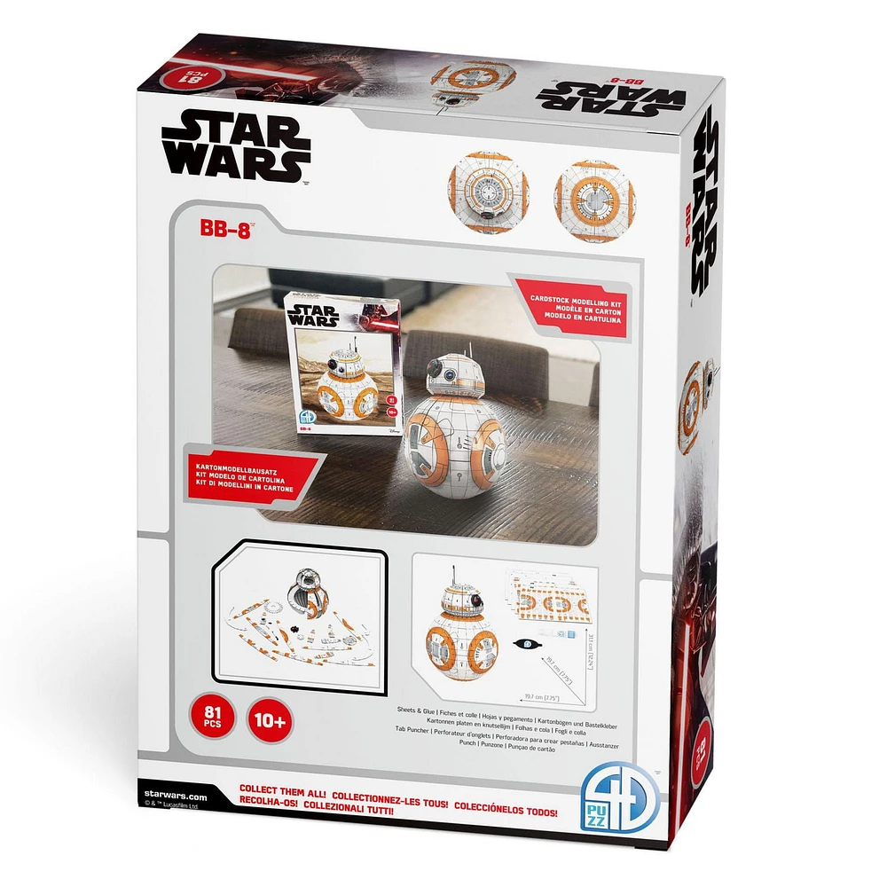 4D Build, Star Wars BB-8, 3D Paper Model Kit, 81 Piece Paper Model Kit for Teens and Adults, Ages 10+