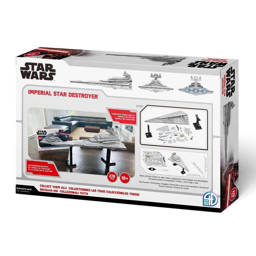 4D Build, Star Wars Imperial Star Destroyer, 3D Paper Model Kits, 278 Piece Paper Model Kit for Teens and Adults, Ages 10+