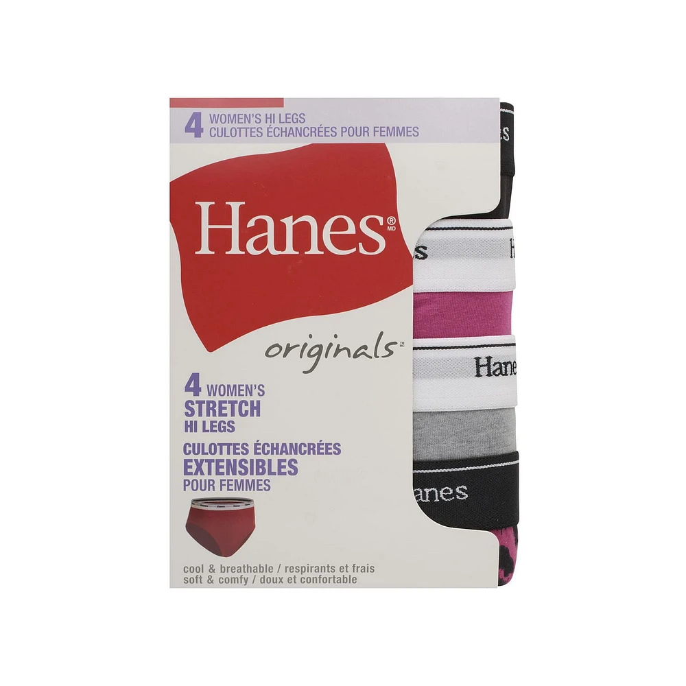 Hanes Originals Women's Stretch Hi Legs, pack of 4, Cool & Breathable, Soft & Comfy