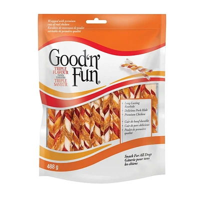 Good 'n' Fun Triple Flavour Twists, 70ct., A meaty snack for all dogs