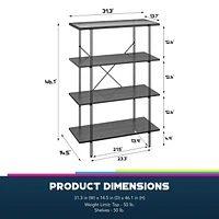 Wainwright 4 Shelf Bookcase, Black Oak