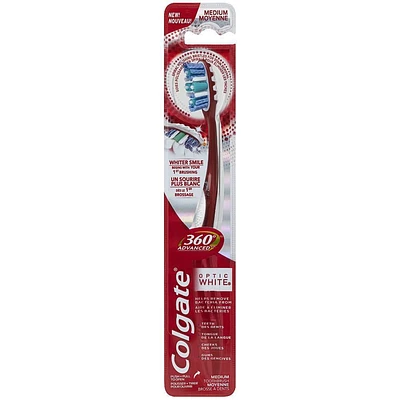 Colgate 360 Advanced Optic White Toothbrush, Medium, 1 Count