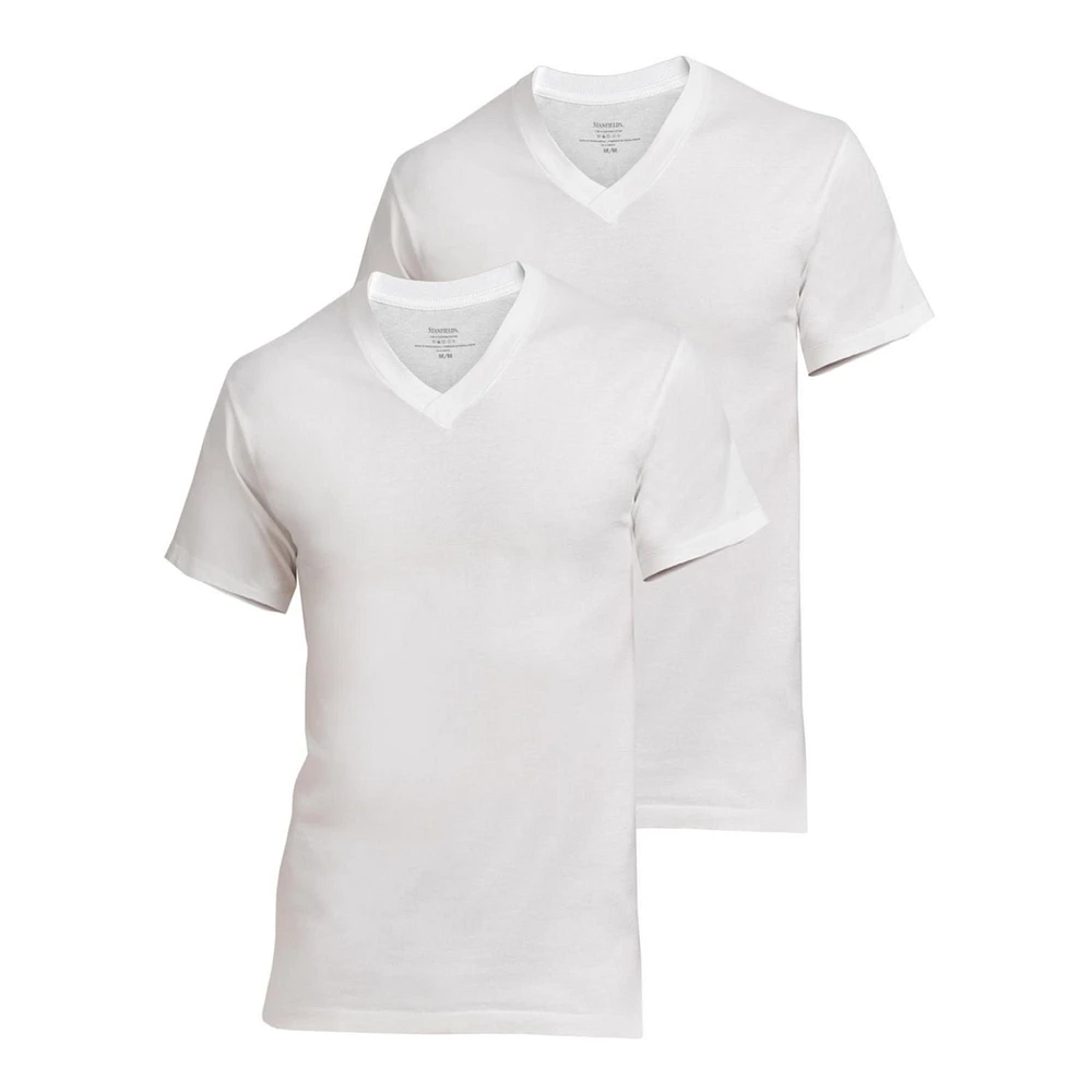 Stanfield's Men's 2 Pack Premium Cotton V-Neck Undershirt