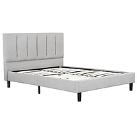 Harper Grey Upholstered Channel Tufted Platform Bed, Full