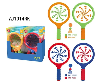 Boom Boom Racket Game Set with 2 Rackets, Ball and Shuttlecock, Assorted Colors