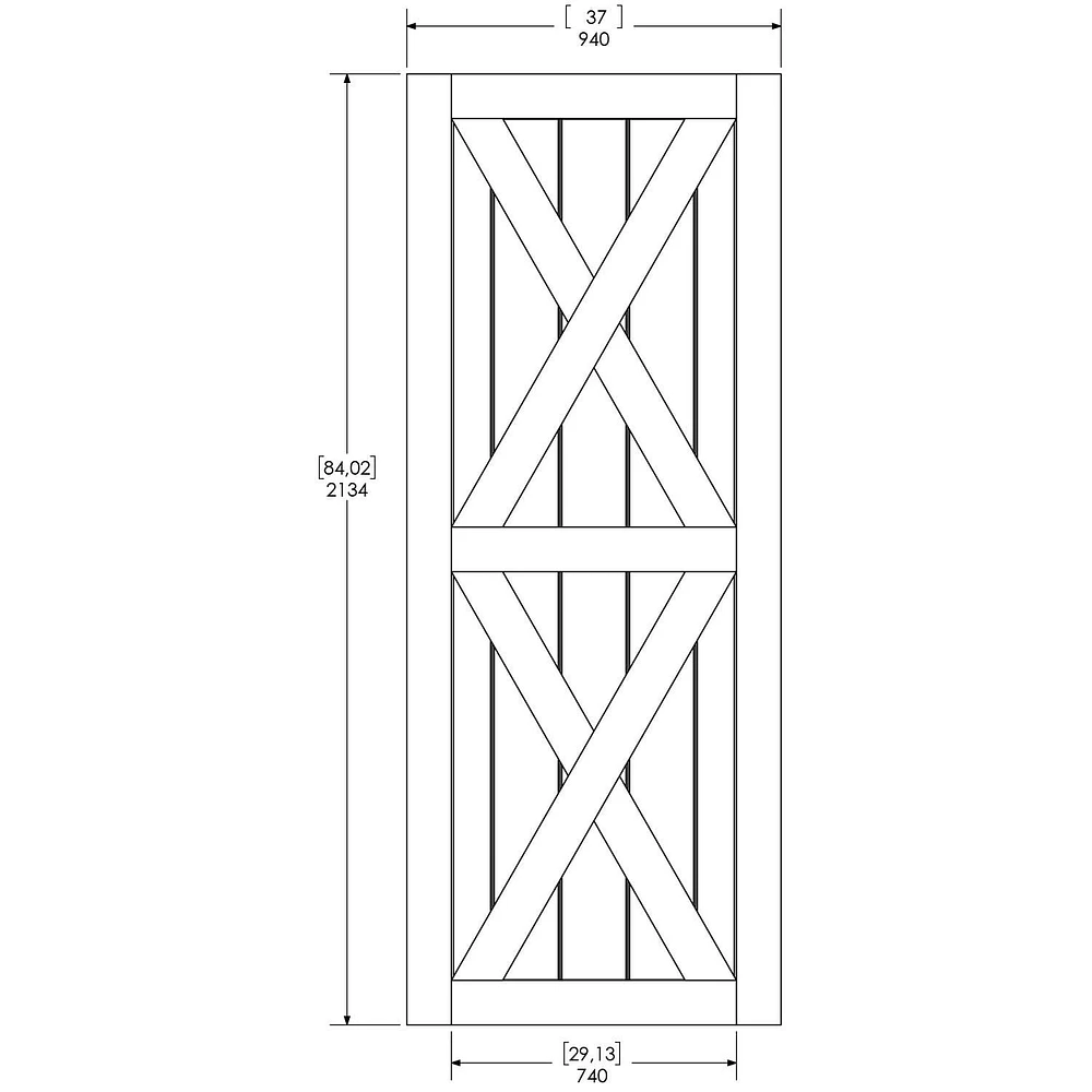 Wood & Hart 37" Magnolia Unfinished Knotty Pine Barn Door