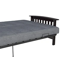 DHP Neo Mission Wood Arm Futon, Espresso with Grey Mattress