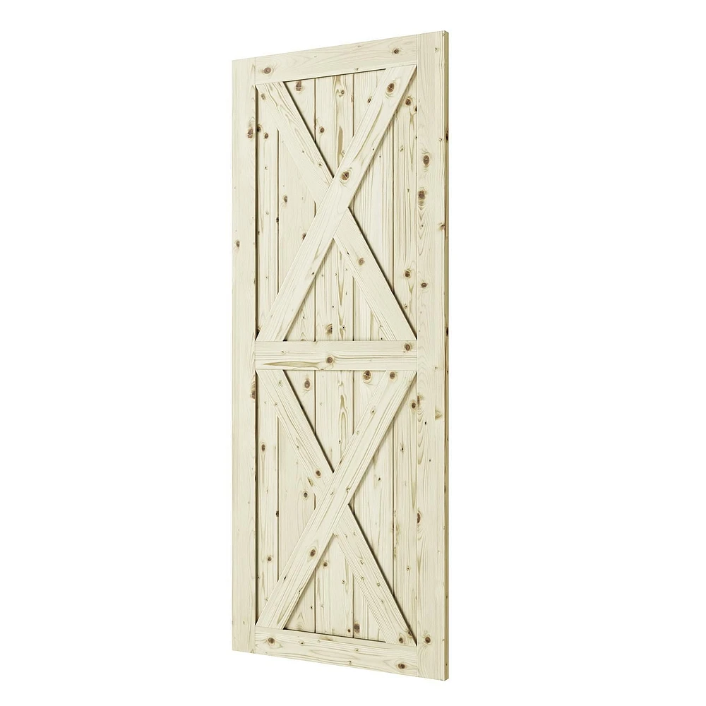 Wood & Hart 37" Magnolia Unfinished Knotty Pine Barn Door