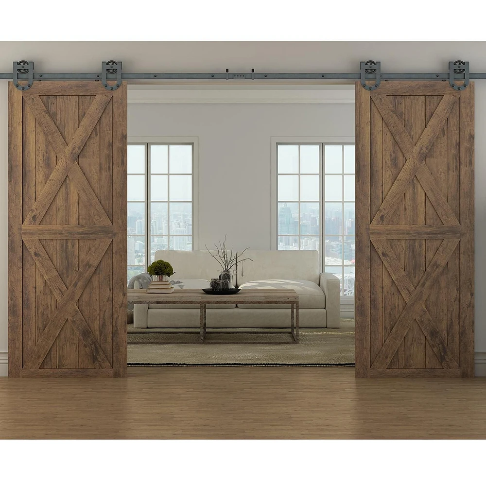 Wood & Hart 37" Magnolia Unfinished Knotty Pine Barn Door